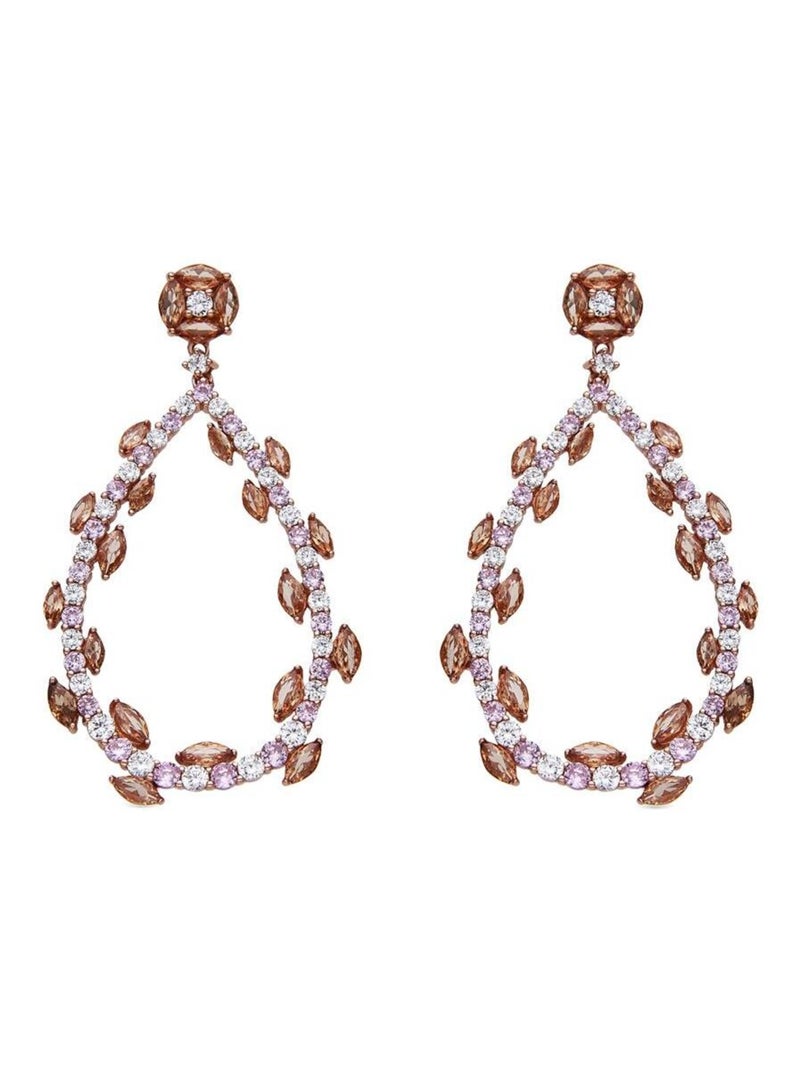 Boucles d'oreilles Luxenter en argent sterling 925 et zircone multicolore finition or rose 18k-Wade Multicolore - Kiabi