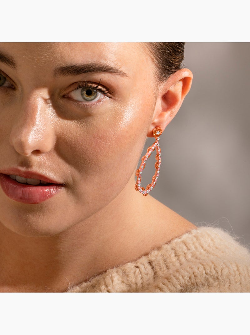Boucles d'oreilles Luxenter en argent sterling 925 et zircone multicolore finition or rose 18k-Wade Multicolore - Kiabi