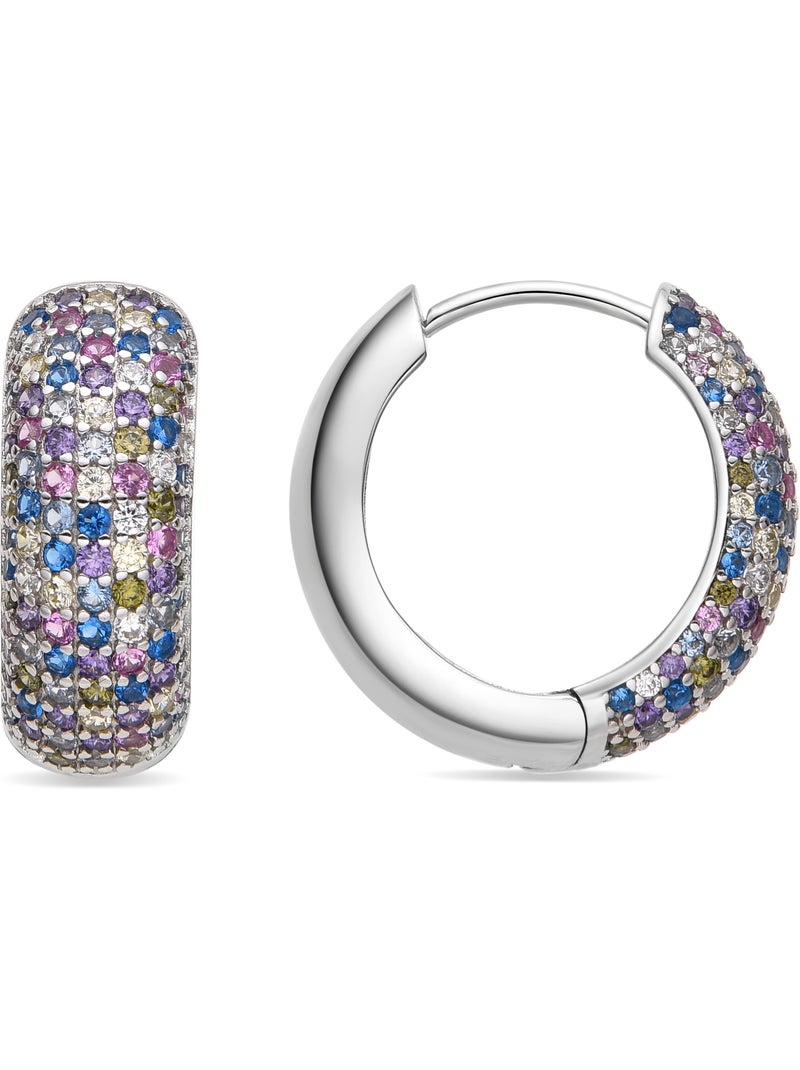 Boucles d'oreilles Luxenter en argent sterling 925 et zircone multicolore finition rhodium - Isle Multicolore - Kiabi