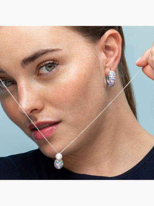Boucles d'oreilles Luxenter en argent sterling 925 et zircone multicolore finition rhodium - Isle - Kiabi