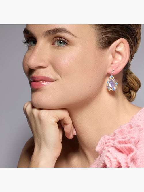 Boucles d'oreilles Luxenter en argent sterling 925 et zircone multicolore finition rhodium - Shigua - Kiabi