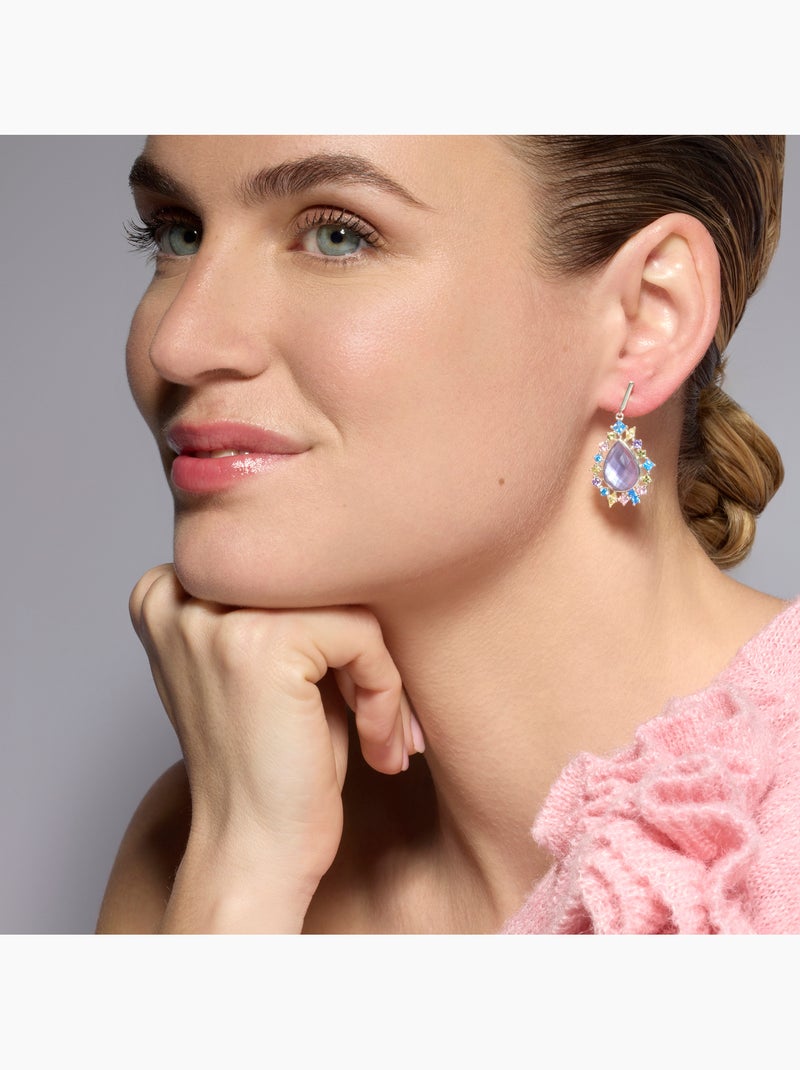 Boucles d'oreilles Luxenter en argent sterling 925 et zircone multicolore finition rhodium - Shigua Multicolore - Kiabi