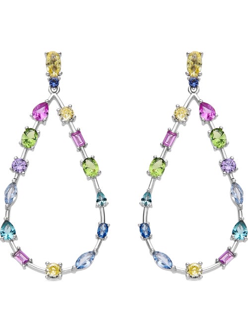 Boucles d'oreilles Luxenter en argent sterling 925 et zircone multicolore finition rhodium - Weao - Kiabi
