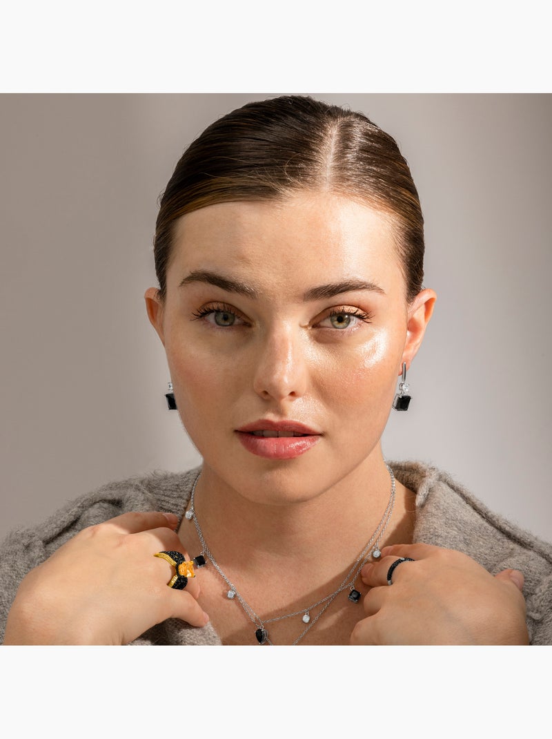 Boucles d'oreilles Luxenter en argent sterling 925 et zircone Onix finition rhodium - Askuo Noir - Kiabi