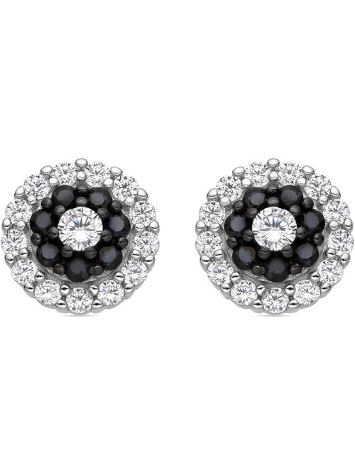 Boucles d'oreilles Luxenter en argent sterling 925 et zircone onyx finition rhodium - Ziadri - Kiabi