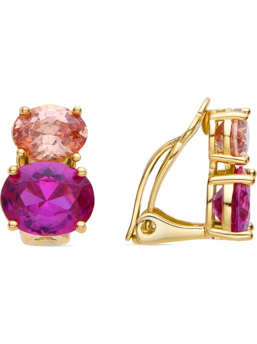 Boucles d'oreilles Luxenter en argent sterling 925 et zircone rose et plaqué or 18k-Elsoni - Kiabi