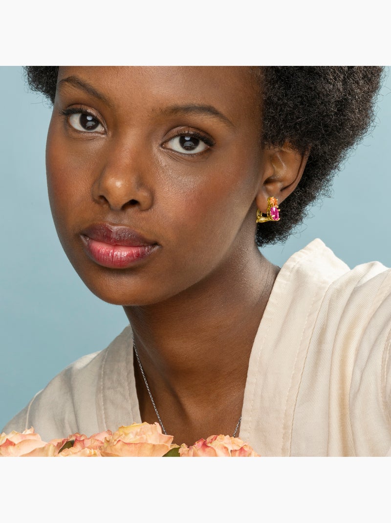 Boucles d'oreilles Luxenter en argent sterling 925 et zircone rose et plaqué or 18k-Elsoni Jaune - Kiabi