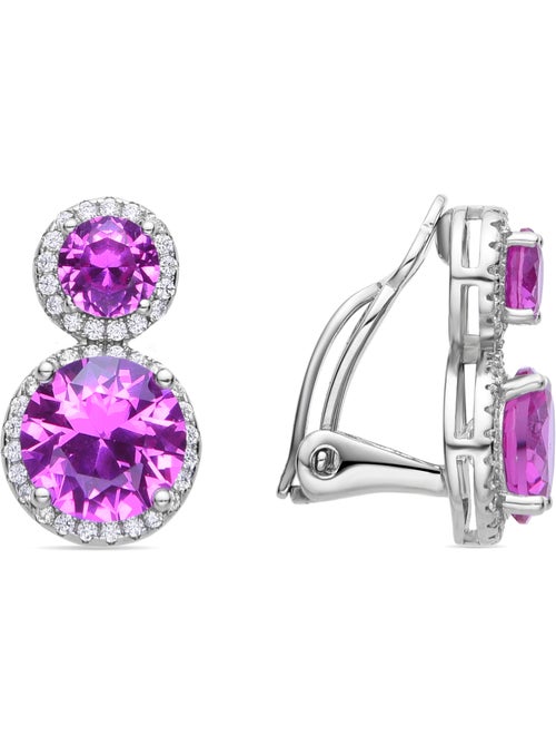 Boucles d'oreilles Luxenter en argent sterling 925 et zircone rose finition rhodium - Pruka - Kiabi