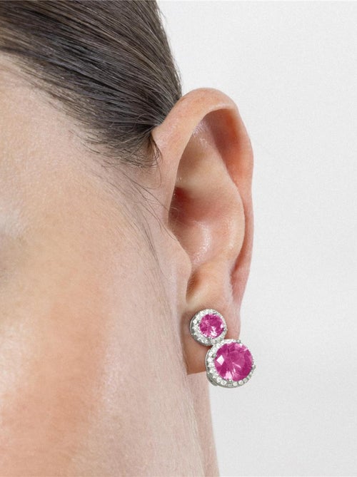 Boucles d'oreilles Luxenter en argent sterling 925 et zircone rose finition rhodium - Pruka - Kiabi