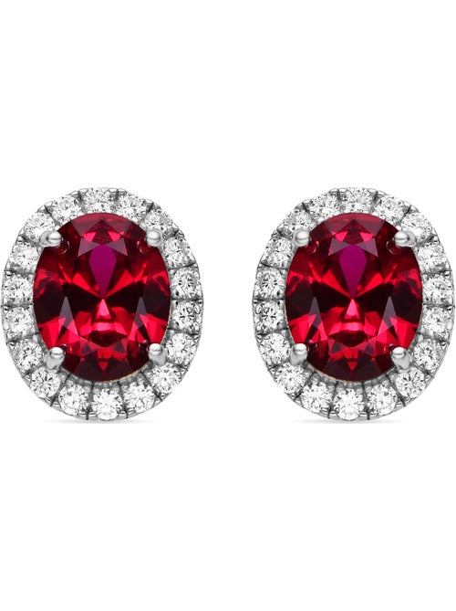 Boucles d'oreilles Luxenter en argent sterling 925 et zircone rubis finition rhodium - Lyla - Kiabi
