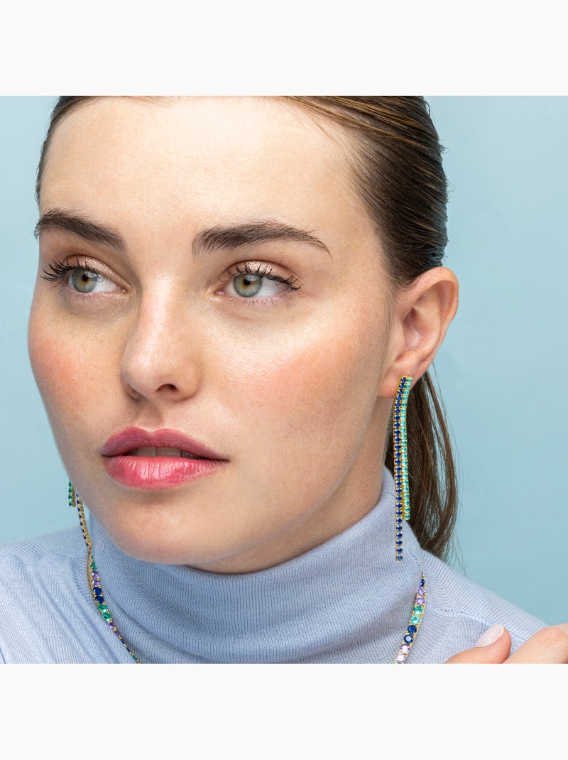 Boucles d'oreilles Luxenter en argent sterling 925 et zircone saphir finition or 18k - Tyhad Multicolore - Kiabi