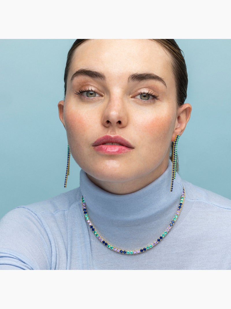 Boucles d'oreilles Luxenter en argent sterling 925 et zircone saphir finition or 18k - Tyhad Multicolore - Kiabi