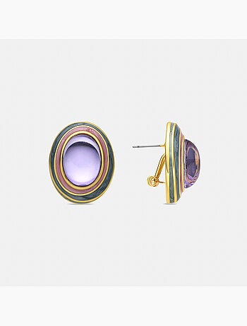 Boucles d'oreilles Luxenter en cristal violet avec finition et plaqué or 18k - Nori