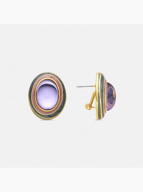 Boucles d'oreilles Luxenter en cristal violet avec finition et plaqué or 18k - Nori - Kiabi