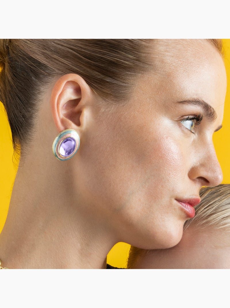 Boucles d'oreilles Luxenter en cristal violet avec finition et plaqué or 18k - Nori Violet - Kiabi