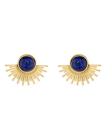 Boucles d'oreilles Luxenter en lapis-lazuli naturel avec finition en or jaune 18 carats - Viwing
