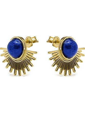Boucles d'oreilles Luxenter en lapis-lazuli naturel avec finition en or jaune 18 carats - Viwing
