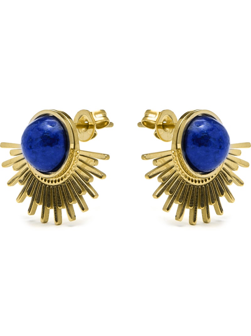Boucles d'oreilles Luxenter en lapis-lazuli naturel avec finition en or jaune 18 carats - Viwing Bleu - Kiabi