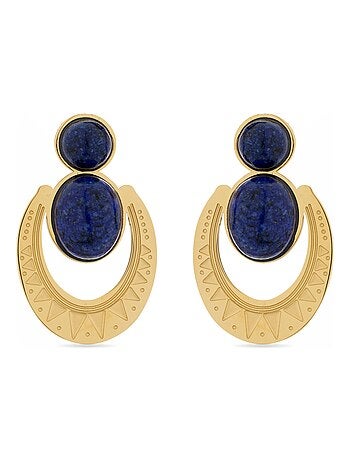 Boucles d'oreilles Luxenter en lapis-lazuli naturel, finition en or jaune 18 carats - Euwil