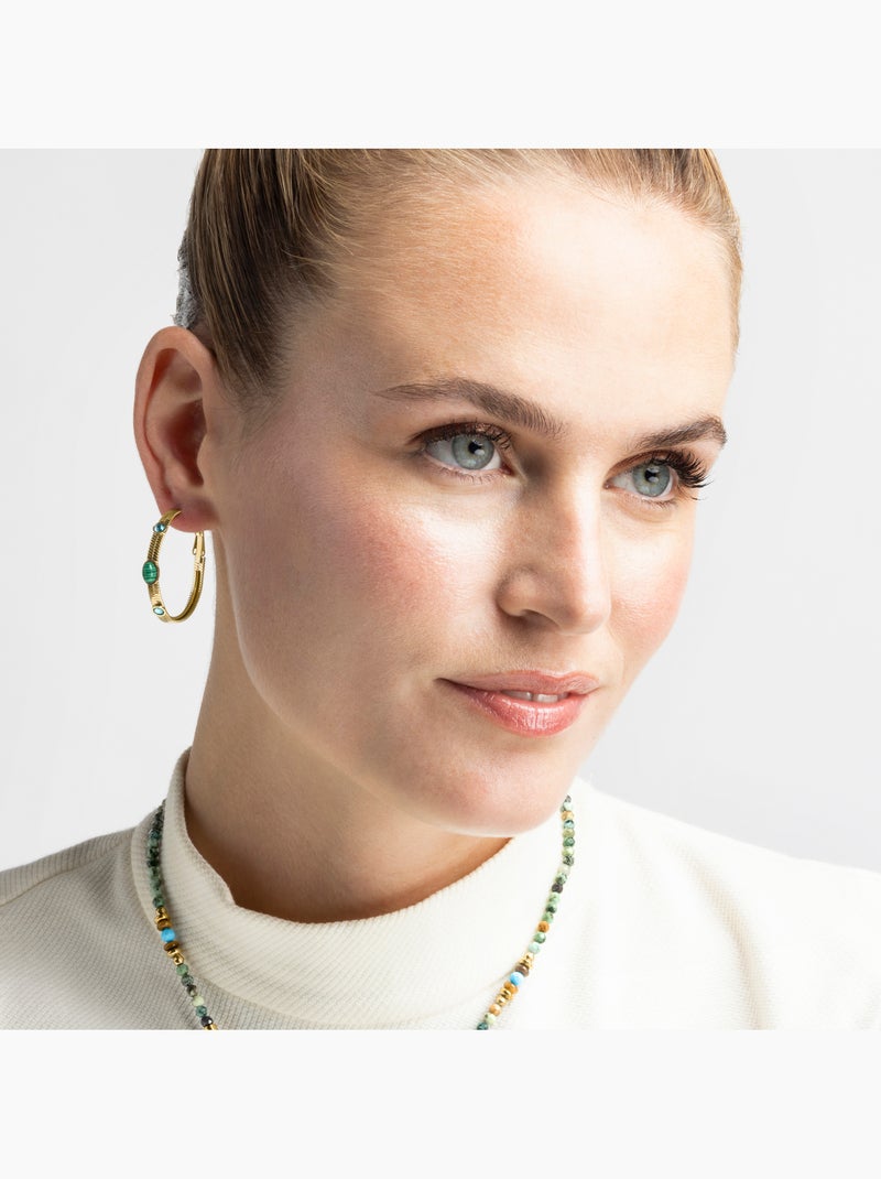 Boucles d'oreilles Luxenter en malachite avec finition en or 18 carats - Reus Vert - Kiabi