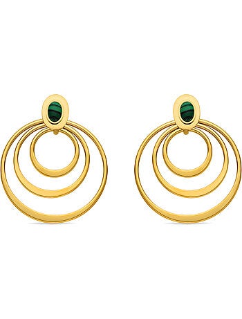 Boucles d'oreilles Luxenter en malachite avec finition or 18 carats - Hask