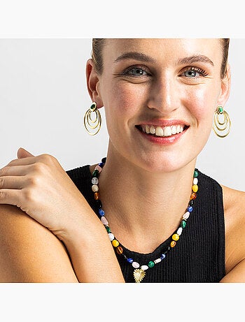 Boucles d'oreilles Luxenter en malachite avec finition or 18 carats - Hask