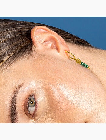 Boucles d'oreilles Luxenter en malachite, finition or jaune 18 carats - Nadu