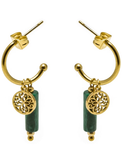 Boucles d'oreilles Luxenter en malachite, finition or jaune 18 carats - Nadu - Kiabi Boucles d'oreilles Luxenter en malachite, finition or jaune 18 carats - Nadu - Kiabi