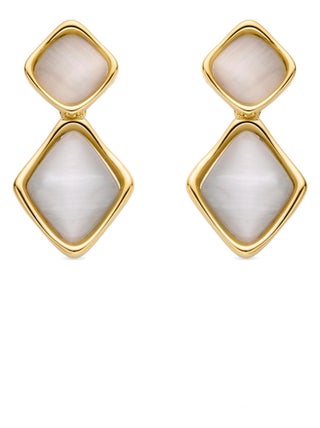 Boucles d'oreilles Luxenter en nacre blanche finie en or jaune 18 carats - Zahere
