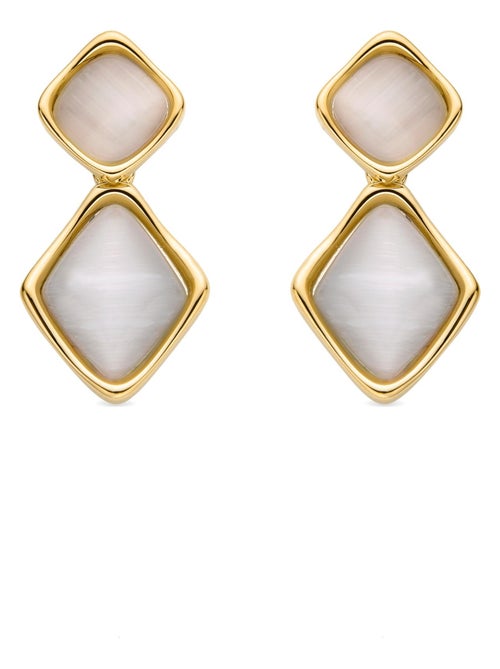 Boucles d'oreilles Luxenter en nacre blanche finie en or jaune 18 carats - Zahere - Kiabi