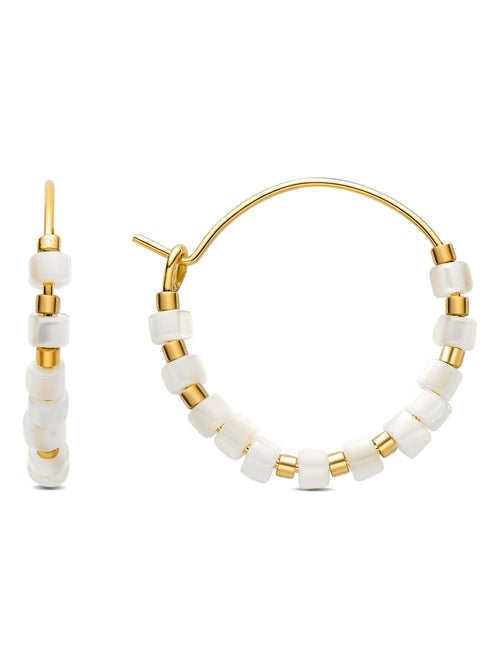 Boucles d'oreilles Luxenter en nacre blanche finie en or jaune 18K - Uona - Kiabi