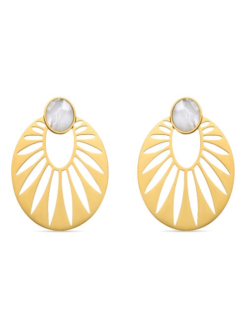 Boucles d'oreilles Luxenter en nacre blanche finies en or jaune 18 carats - Elbi - Kiabi