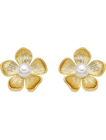 Boucles d'oreilles Luxenter en perles blanches et or 18k - Miclaw