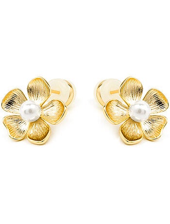Boucles d'oreilles Luxenter en perles blanches et or 18k - Miclaw