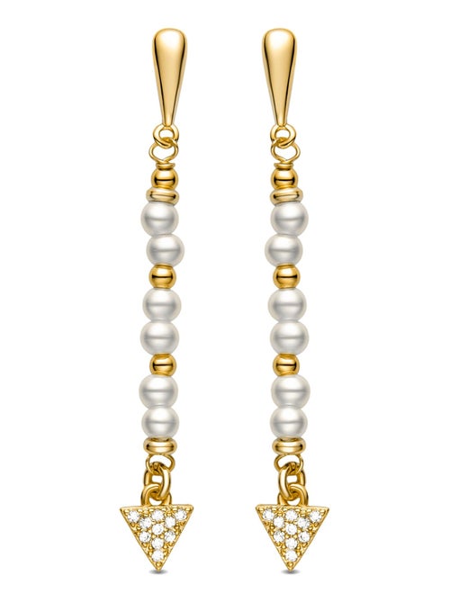 Boucles d'oreilles Luxenter en perles blanches finies en or jaune 18K - Sonle - Kiabi