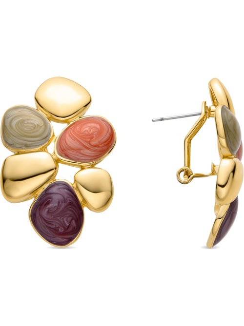 Boucles d'oreilles Luxenter en résine orange et plaqué or 18k - Niro - Kiabi