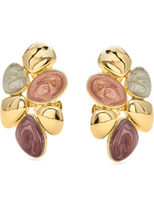 Boucles d'oreilles Luxenter en résine orange et plaqué or 18k - Niro - Kiabi