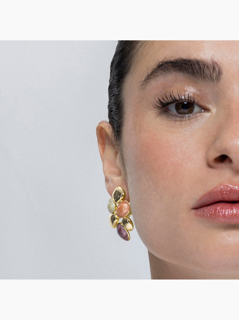 Boucles d'oreilles Luxenter en résine orange et plaqué or 18k - Niro Orange - Kiabi