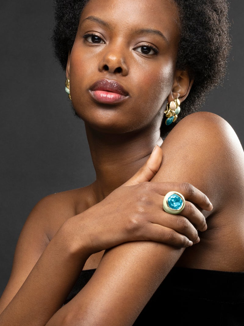 Boucles d'oreilles Luxenter en résine verte et or jaune 18 carats - Niro Vert - Kiabi