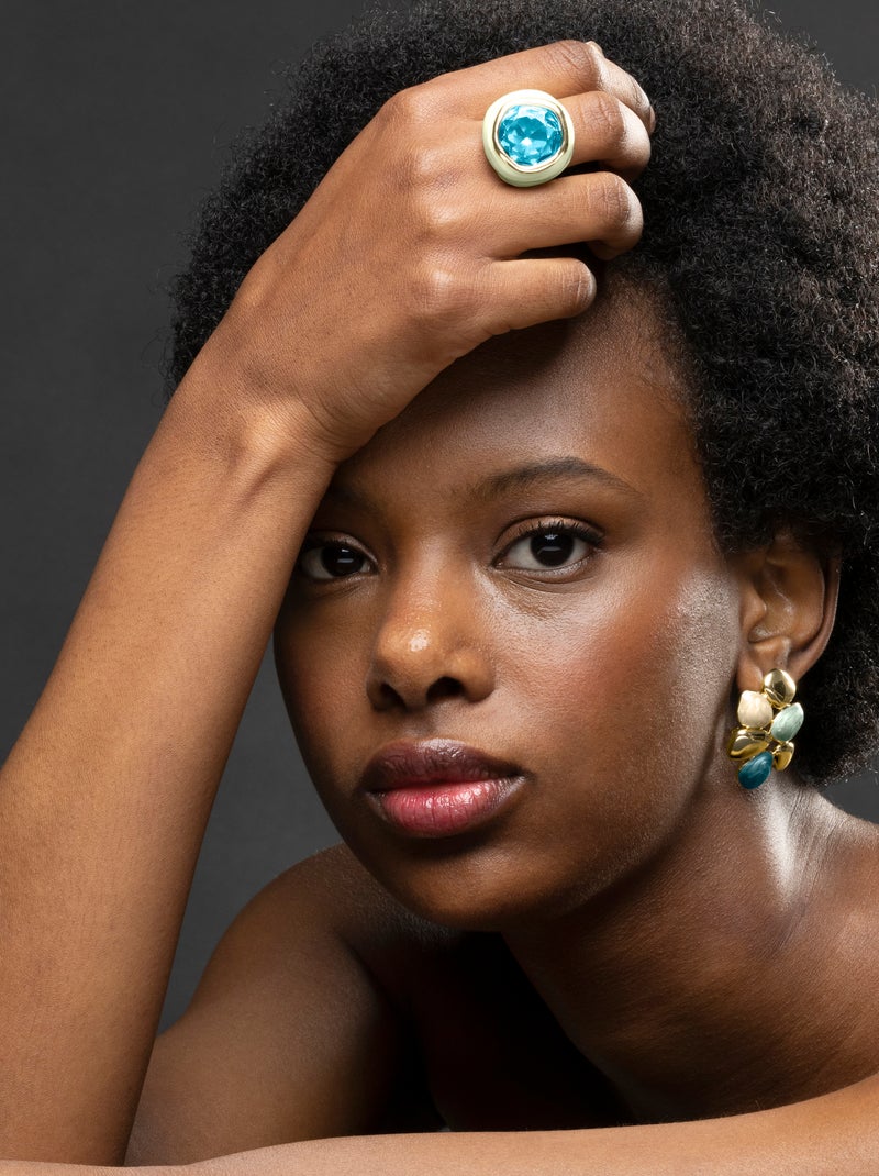 Boucles d'oreilles Luxenter en résine verte et or jaune 18 carats - Niro Vert - Kiabi