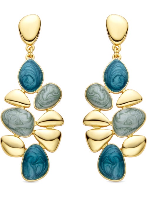 Boucles d'oreilles Luxenter en résine verte et plaqué or 18k - Nortul - Kiabi