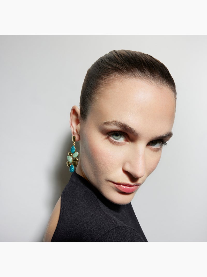 Boucles d'oreilles Luxenter en résine verte et plaqué or 18k - Nortul Vert - Kiabi