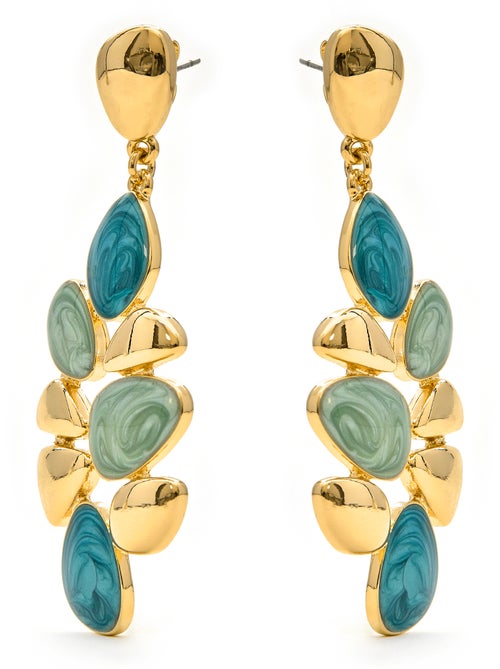 Boucles d'oreilles Luxenter en résine verte et plaqué or 18k - Nortul - Kiabi