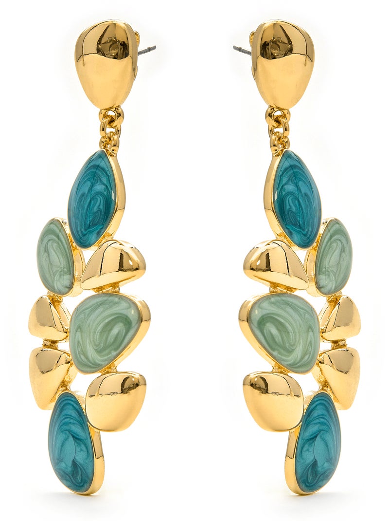 Boucles d'oreilles Luxenter en résine verte et plaqué or 18k - Nortul Vert - Kiabi