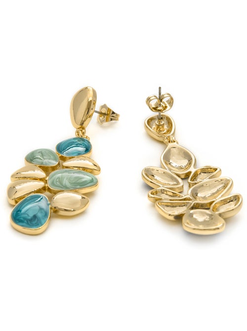 Boucles d'oreilles Luxenter en résine verte et plaqué or 18k - Nortul - Kiabi