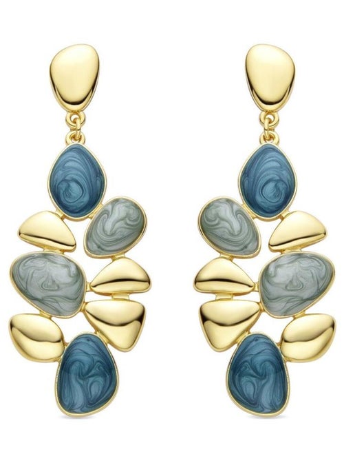 Boucles d'oreilles Luxenter en résine verte finie plaqué or jaune 18K - Nortul - Kiabi