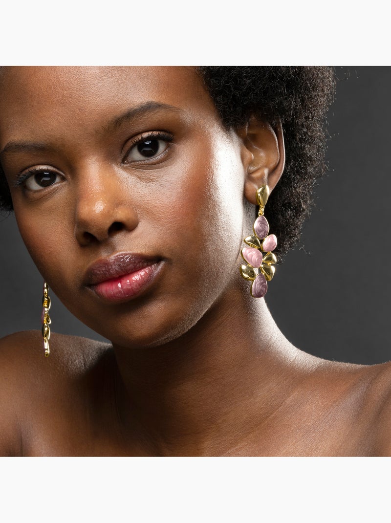 Boucles d'oreilles Luxenter en résine violette et plaqué or 18k - Nortul Violet - Kiabi