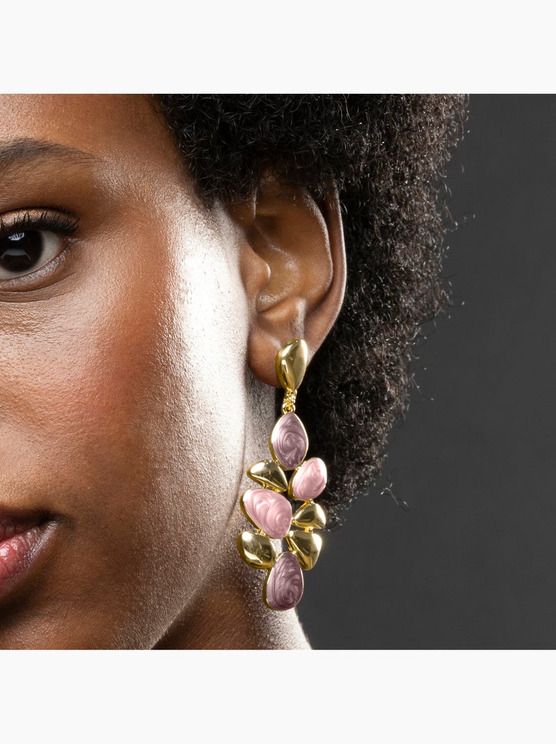 Boucles D'oreilles Fantaisie En Résine à Paillettes Violet - Dormeuses - Neuf Sans Emballage
