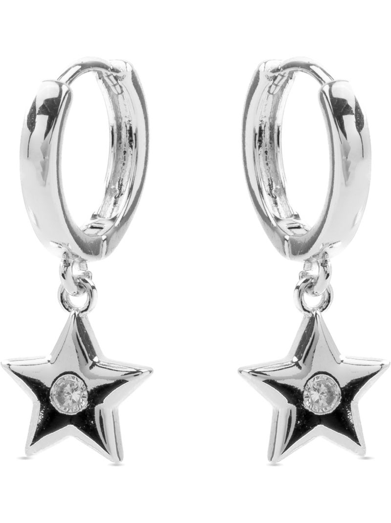 Boucles d'oreilles Luxenter en zircon brillant plaqué rhodium - Lihus Blanc - Kiabi