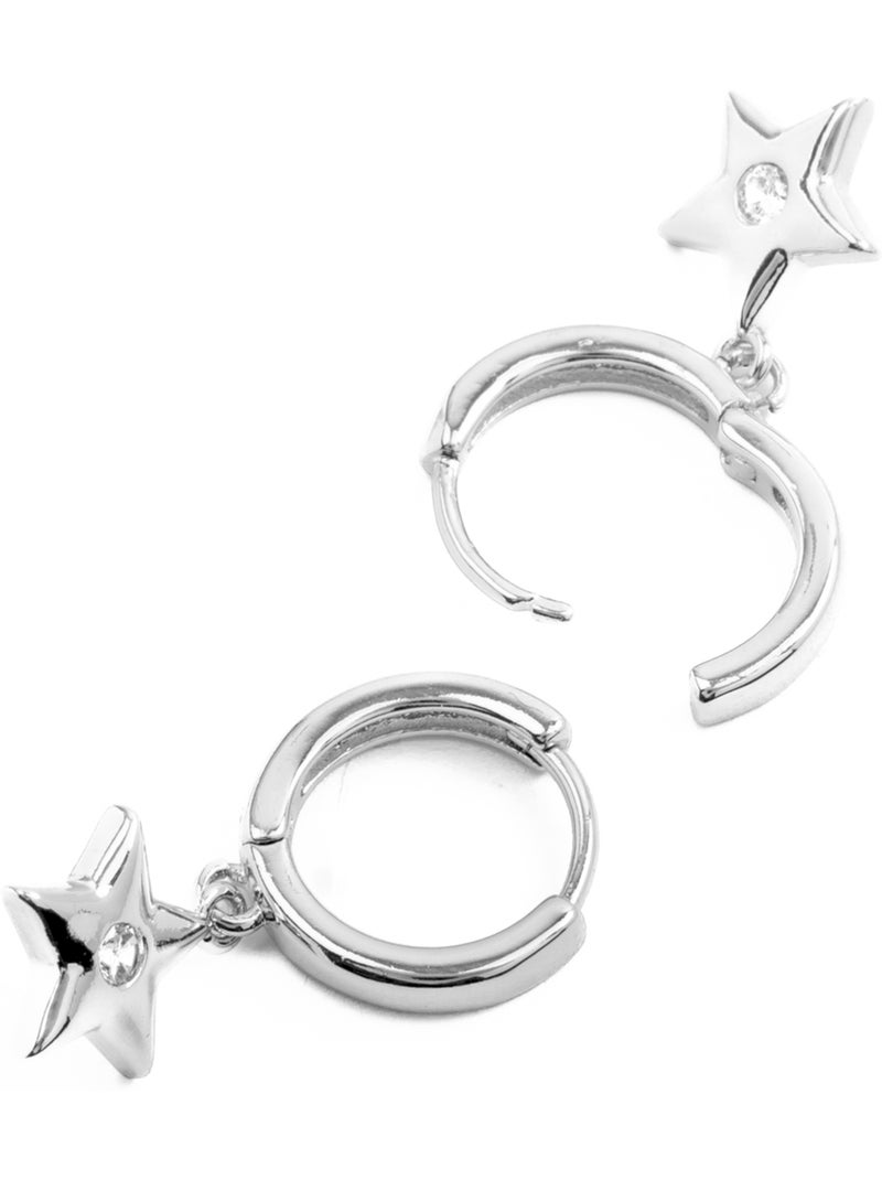 Boucles d'oreilles Luxenter en zircon brillant plaqué rhodium - Lihus Blanc - Kiabi